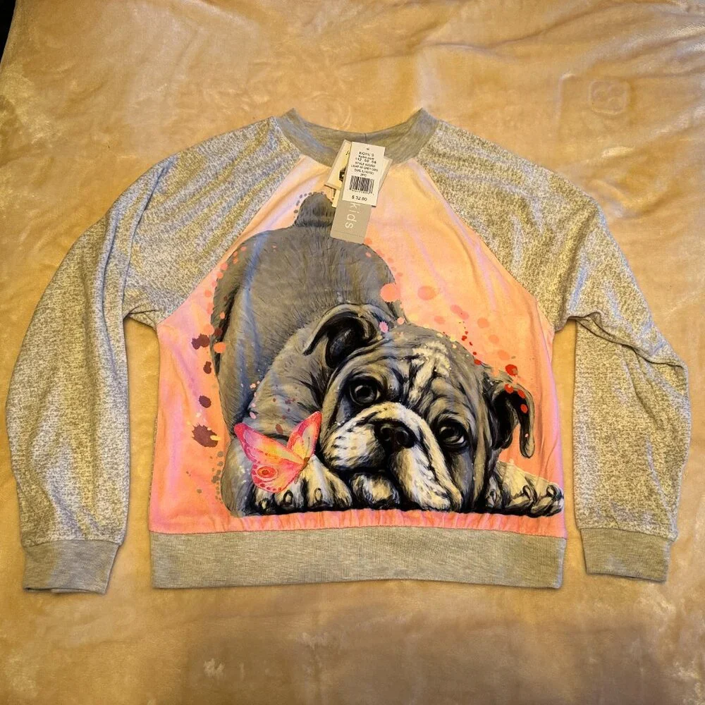 Jellifish Kids Bulldog Pajama Set Girls Large 10/12 2 Piece